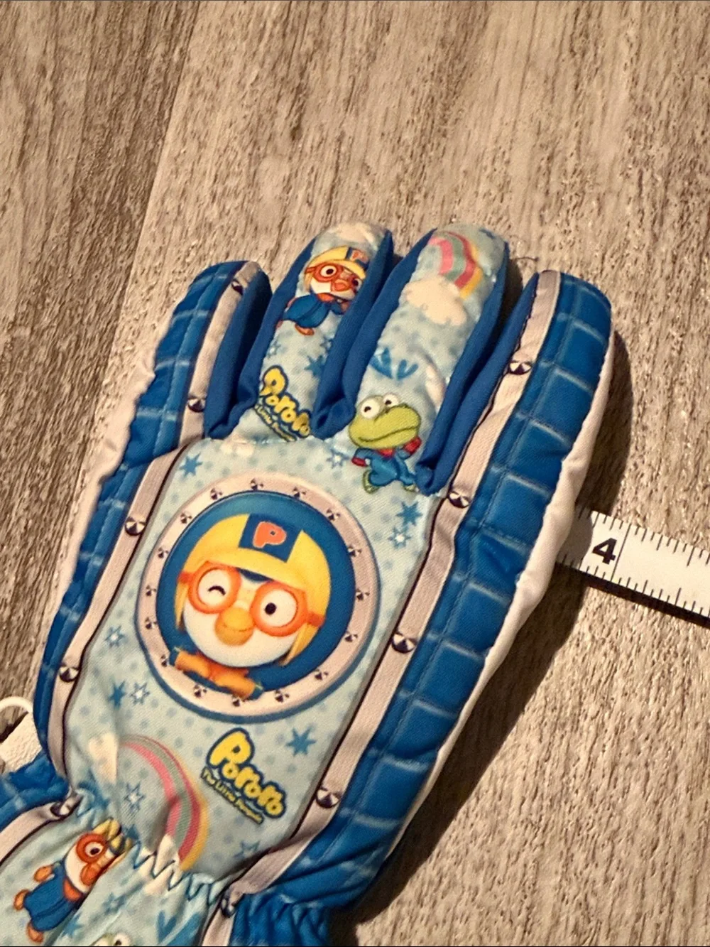 Pororo Blue Kids Winter Gloves with Cartoon Design